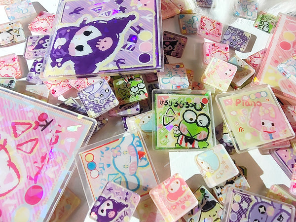 sanrio Hand-painted graffiti style acrylic card, pieces:2cm 4cm 8cm